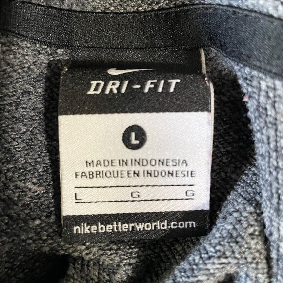 Nike Dri-FIT Gray Hoodie Red Stitching L Athleisure Sportswear Running Gym - Picture 2 of 9